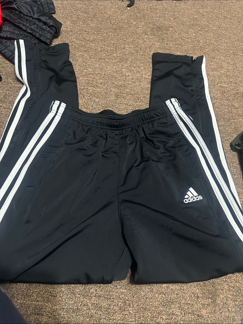 adidas Black Joggers with White Stripes and Logo
